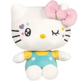 Jucarie de plus, Famosa, Hello Kitty In Your Eyes, cu salopeta vernil, 22 cm
