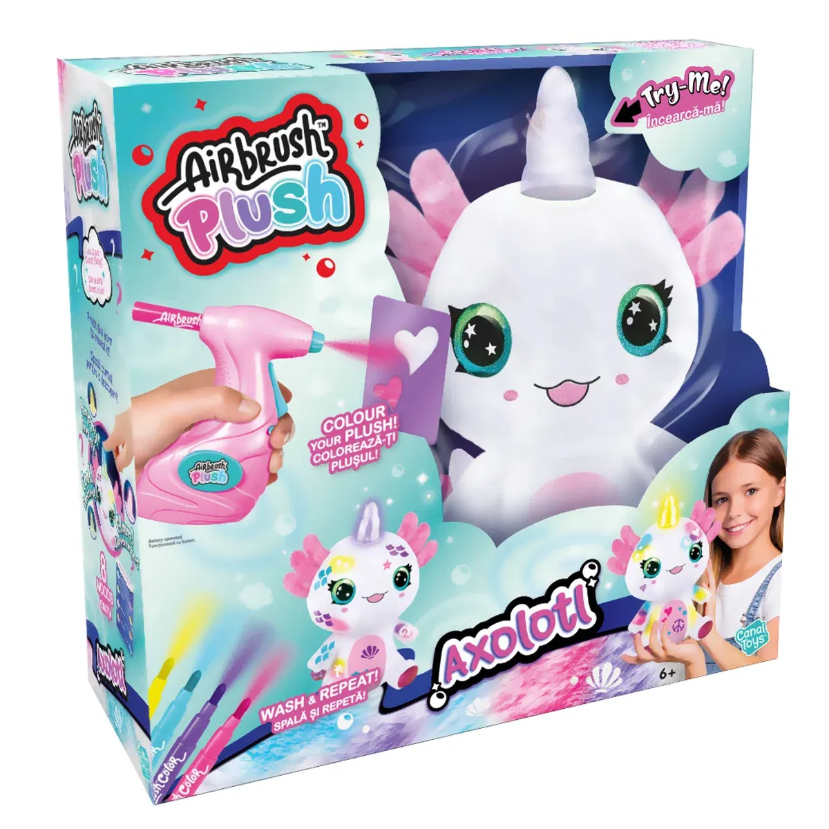 Jucarie de plus de colorat, Airbrush Plush, Light Up, Axoloti
