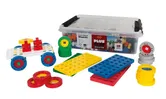 Set constructie educativ, Plus-Plus, 200 piese mari, mix, cu roti si placi de baza