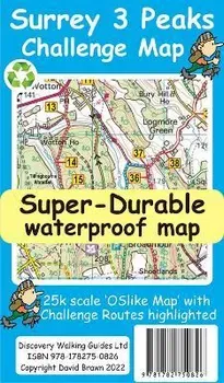 Surrey 3 Peaks Challenge Map and Guide, Sheet Map - David Brawn
