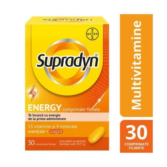 Multivitamine si minerale Supradyn Energy cu Coenzima Q10, 30 comprimate, Bayer
