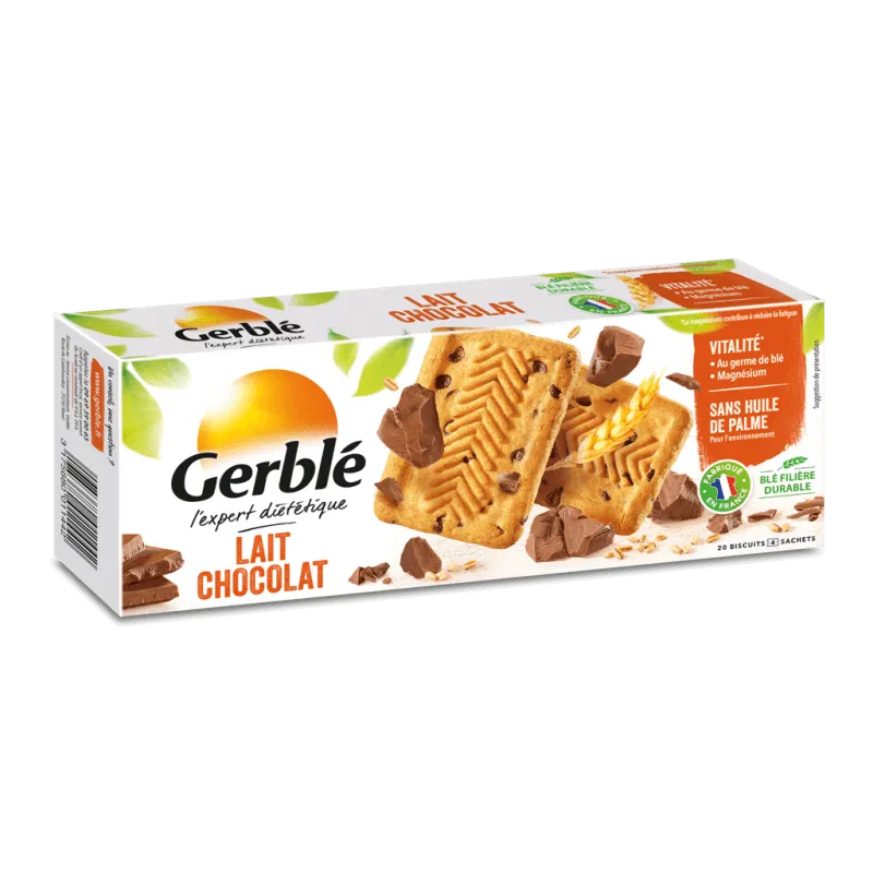 Biscuiti dietetici cu lapte si ciocolata, 230 g, Gerble