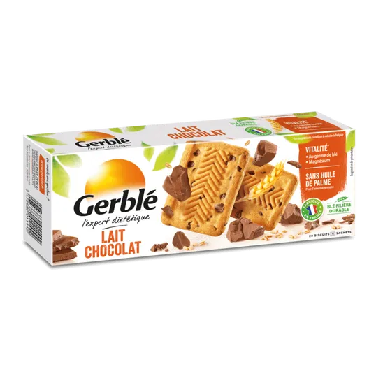 Biscuiti dietetici cu lapte si ciocolata, 230 g, Gerble