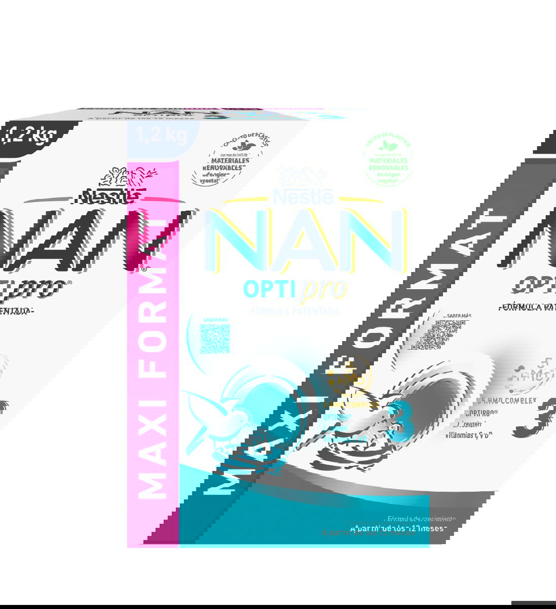 Formula de lapte Nan 3 Optipro +12 luni, 1.2kg, Nestle