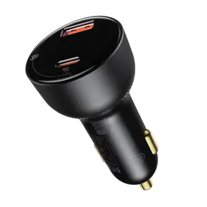 Incarcator auto Baseus Supreme, 1 x USB, 1 x USB-C, 12-24V, 30-65W, Negru