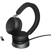 Casti Wireless Jabra Evolve2 75 Microsoft Teams, USB-A, Bluetooth, Microfon + stand incarcare (Negru)