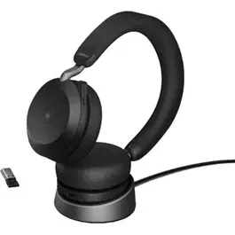 Casti Wireless Jabra Evolve2 75 Microsoft Teams, USB-A, Bluetooth, Microfon + stand incarcare (Negru)