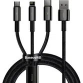 Cablu de date Baseus CAMLTWJ-01, USB - Lightning / MicroUSB / USB Type-C, 1.5 m, 3.5A, Negru