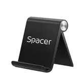 Suport birou Spacer SPDH-FLIP-01-BK, pentru smartphone si tablete de maxim 10", pliabil, unghi ajustabil, Negru