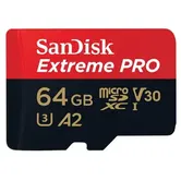 Card de memorie SanDisk Extreme PRO SDSQXCU-064G-GN6MA, MicroSDXC, 64GB, UHS-I U3, Clasa 10, V30 + Adaptor SD