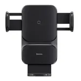 Suport auto pentru telefon, Baseus, Incarcare wireless QI, 15W, Montare pe grila de ventilatie, Negru