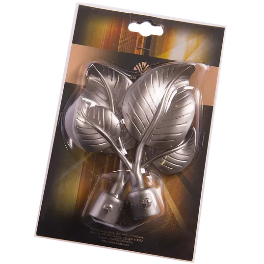 Set 2 capete pentru galerie metal frunza inox, diametru 20 mm