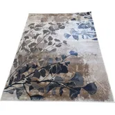 Covor modern Platin 3176-Kasilda, polipropilena heat set, model frunze, bej/gri, 200 x 290 cm