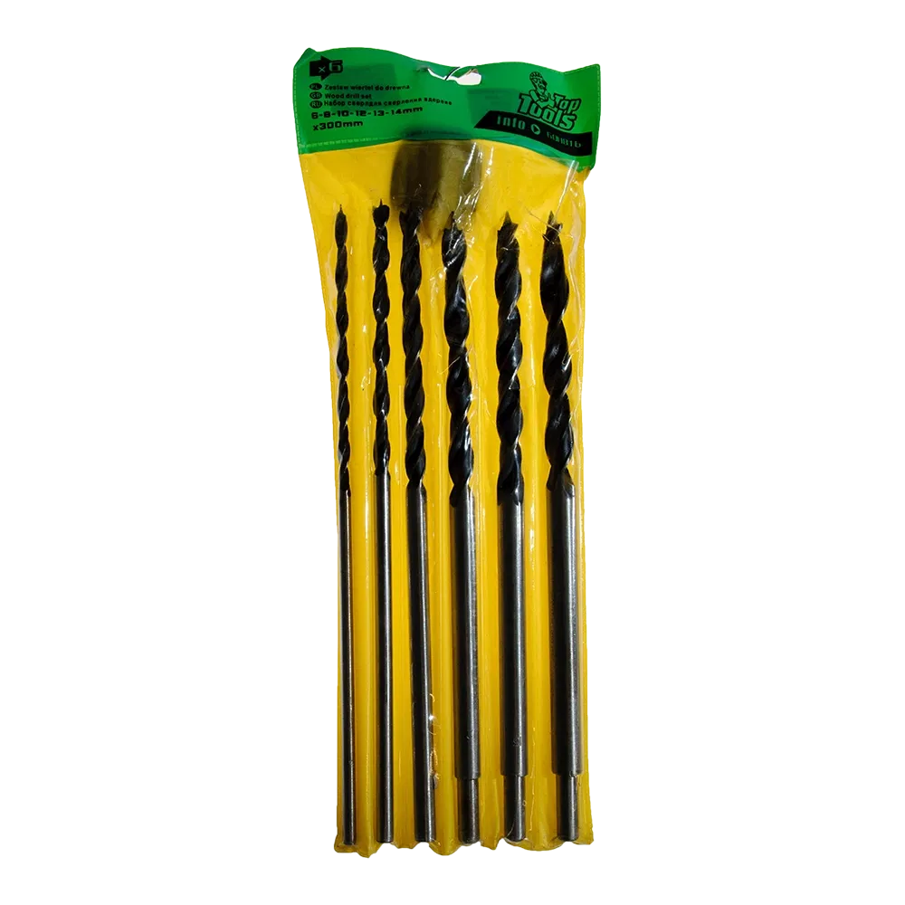 Set 6 burghie lungi Top Tools 60H816, mandrina standard, pentru lemn, 6-14 mm
