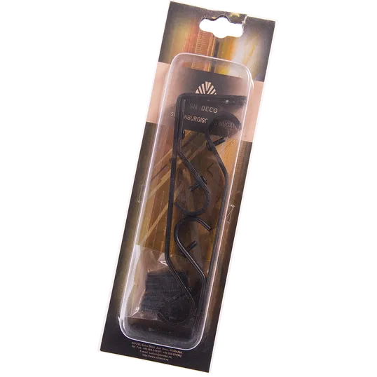 Consola galerie fier forjat, dubla, cu suport, deschisa, 20 mm, negru, set 2 buc
