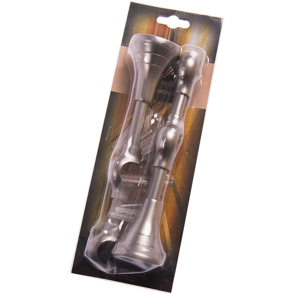 Consola galerie fier forjat, dubla, cu suport, deschisa, 20 mm, inox, set 2 buc