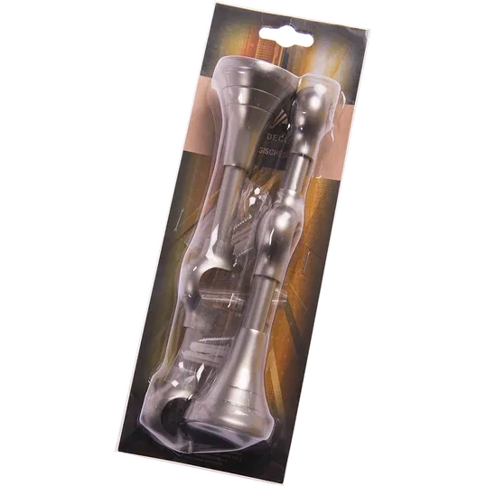 Consola galerie fier forjat, dubla, cu suport, deschisa, 20 mm, inox, set 2 buc