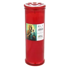 Candela cu capac T50, rosu, 6 x 18,5 cm