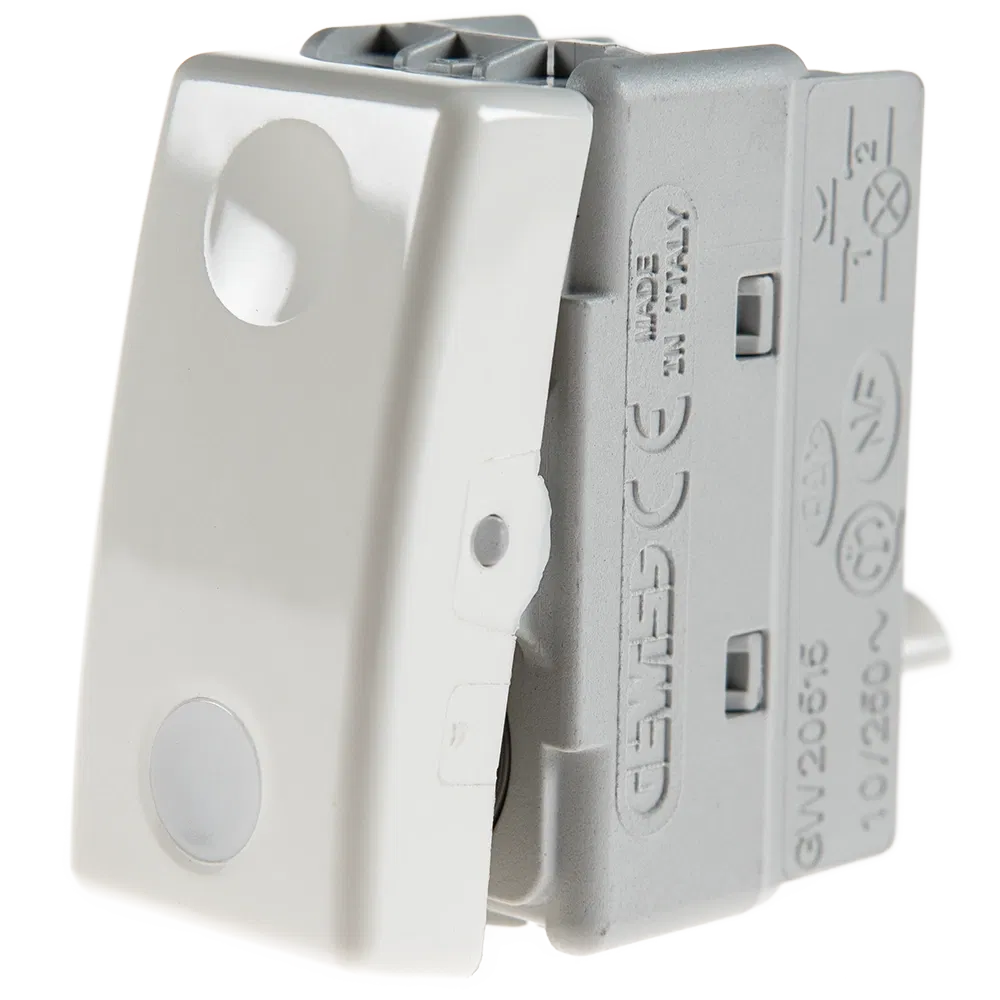 Buton cu revenire Gewiss System GW20515, 1P, 1M, alb