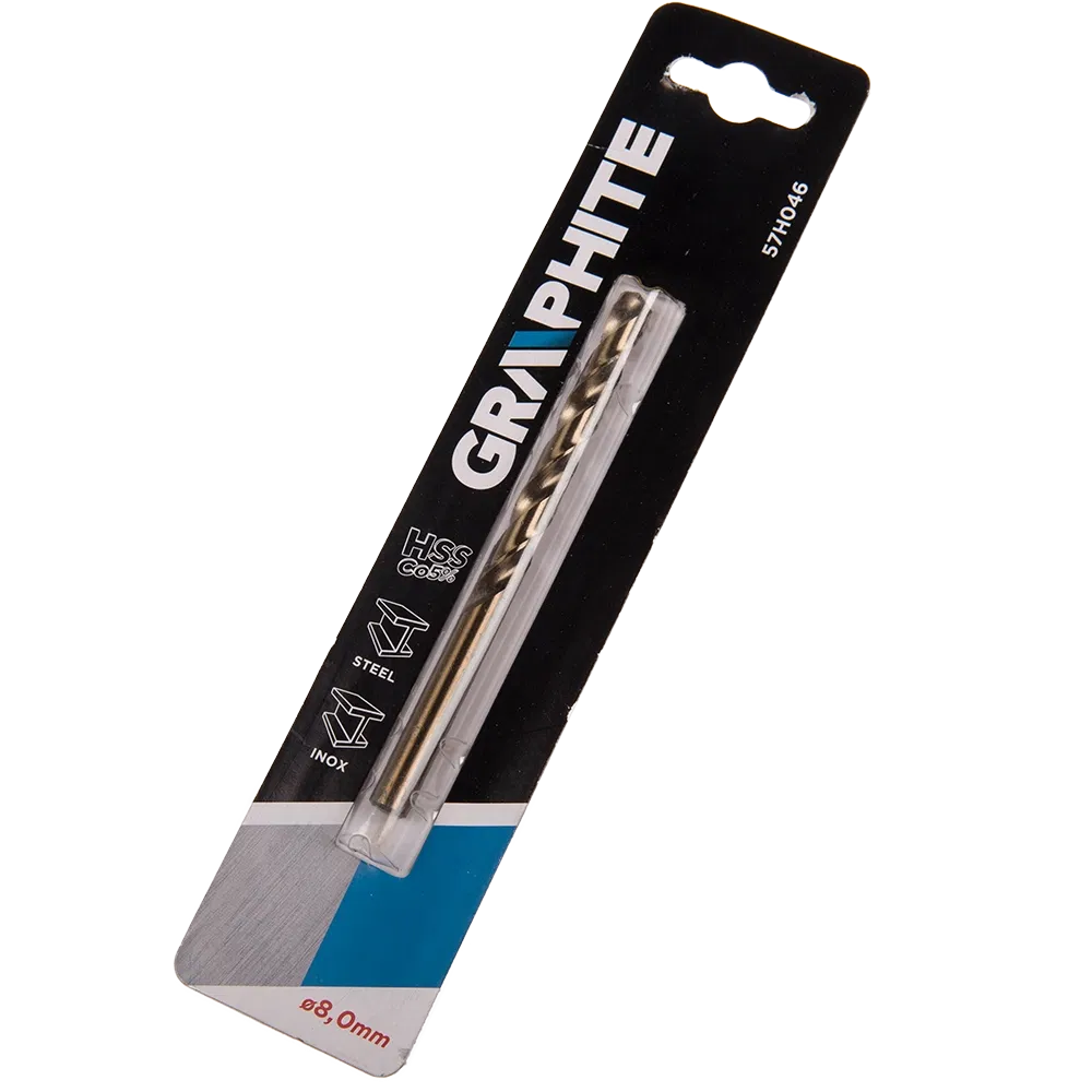 Burghiu Graphite HSS- Co, mandrina standard, pentru metal, 8 mm