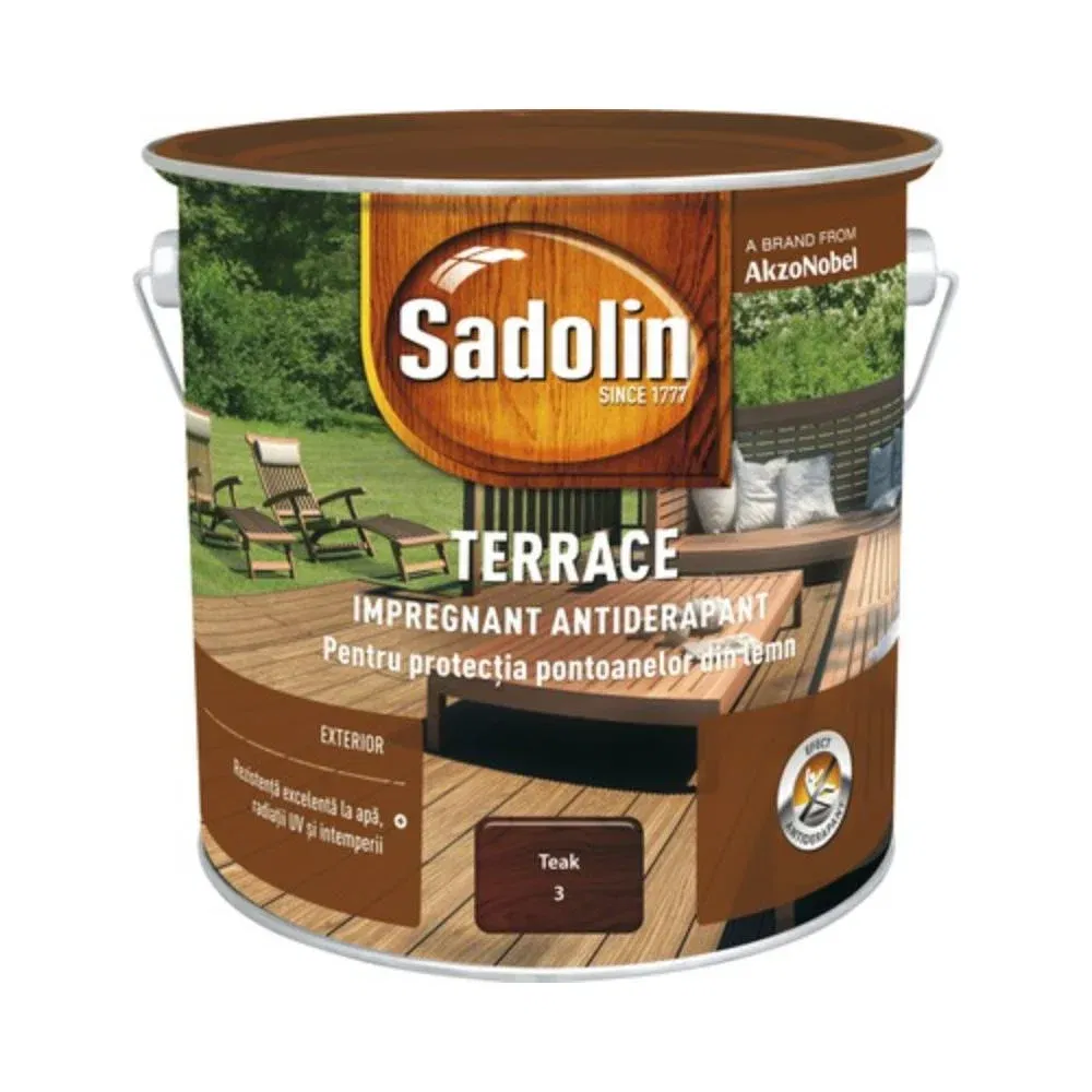 Impregnant pentru lemn, Sadolin Terrace, exterior, teak, 2,5 l