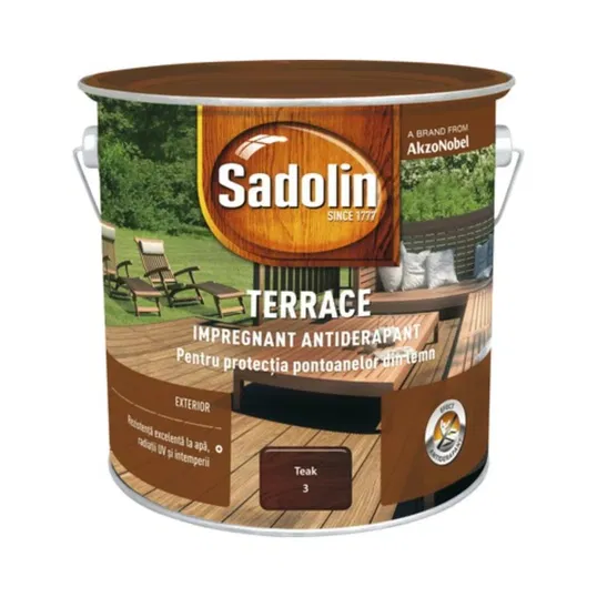 Impregnant pentru lemn, Sadolin Terrace, exterior, teak, 2,5 l