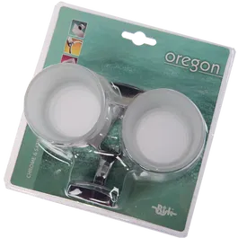 Pahar cu suport dublu Bisk Oregon, metal/sticla, crom, 9 x 16 x 9,5 cm