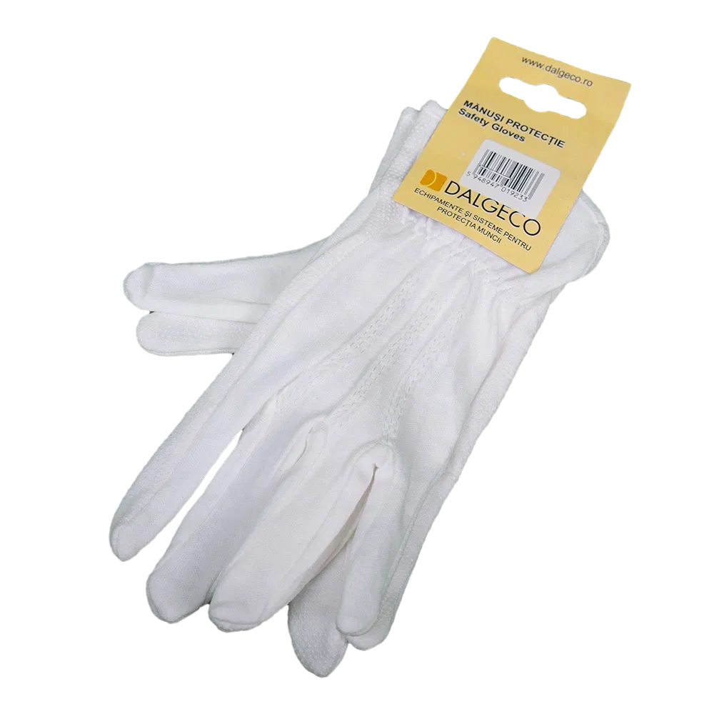 Manusi de protectie Dalgeco basic 1060, bumbac + PVC, marimea 8, alb