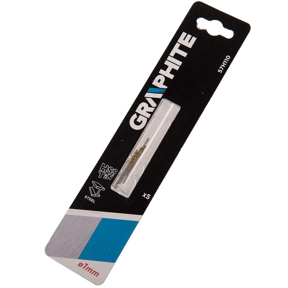 Set 5 burghie Graphite, HSS-TiN, pentru metal, 1 mm