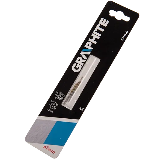 Set 5 burghie Graphite, HSS-TiN, pentru metal, 1 mm