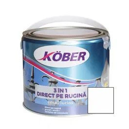 Vopsea alchidica/email pentru metal Kober 3 in 1, interior / exterior, alb, 2,5 L