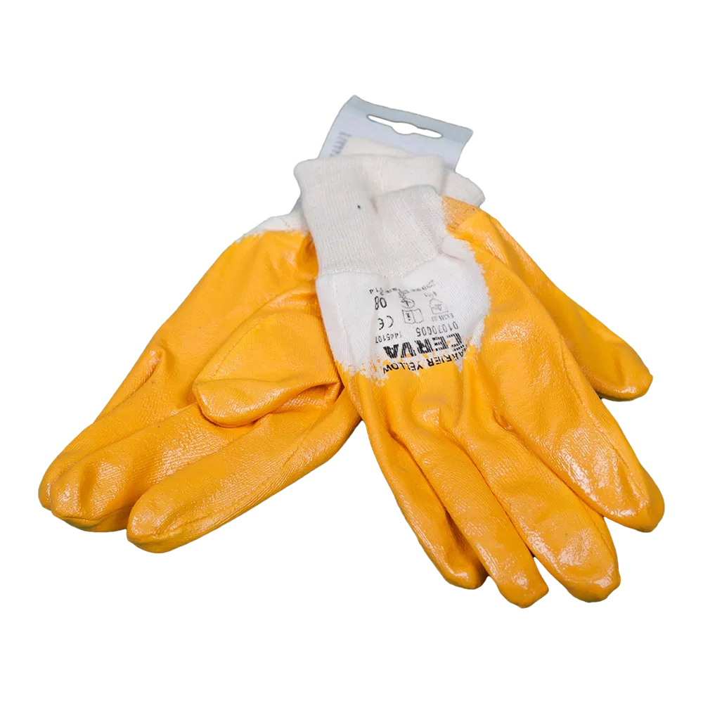 Manusi de protectie Dalgeco Kalara 1453, tricot + cauciuc nitrilic, marimea 9, galben-gri