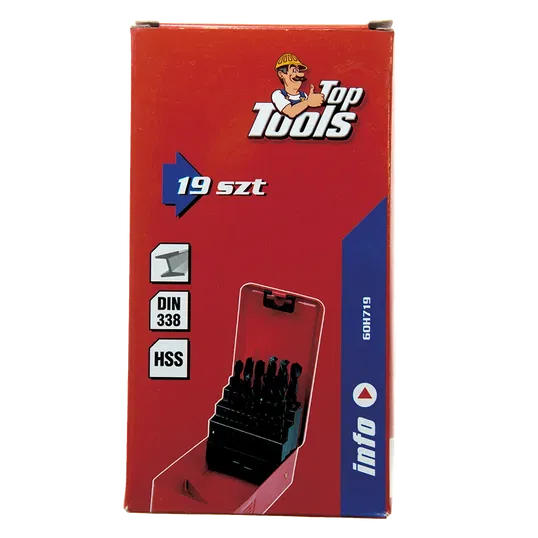 Set 19 burghie Top Tools, Hss 60H719, pentru metal, 1-10 mm