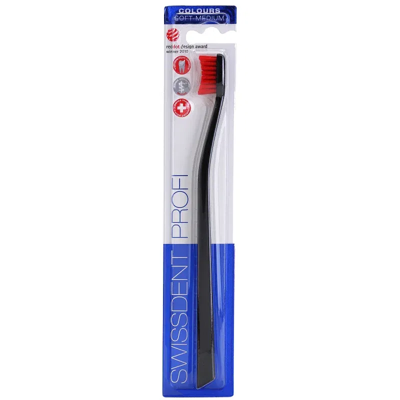 Swissdent Profi Colours Single perie de dinti soft-mediu Black & Red 1 buc