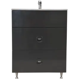 Mobilier baie Sanitop Ines, baza cu lavoar, MFD-PAL, gri, 60 x 43,5 x 81 cm