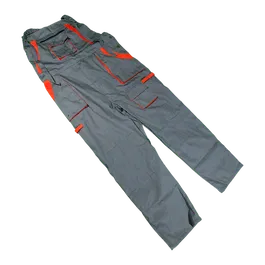 Pantalon de lucru cu pieptar Samoa, ajustabil cu catarama, marimea 52, gri/portocaliu