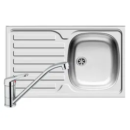 Set chiuveta cu baterie Pyramis Onset, inox, 1 cuva dreapta, 800 x 500 mm
