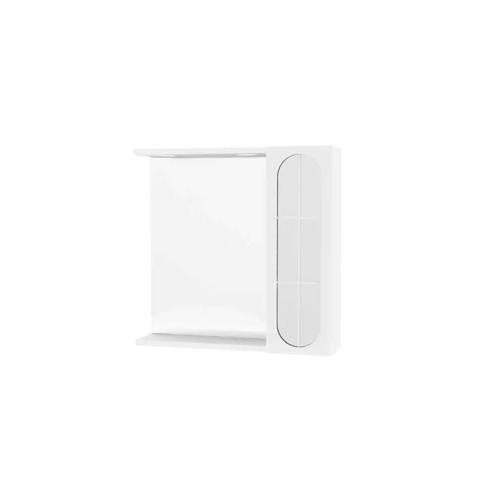 Oglinda cu dulap pentru baie Savini Due, PAL, front cu model, alb, 57.1 x 58.4 x 15.1 cm