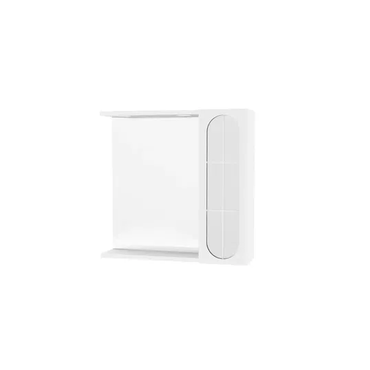 Oglinda cu dulap pentru baie Savini Due, PAL, front cu model, alb, 57.1 x 58.4 x 15.1 cm