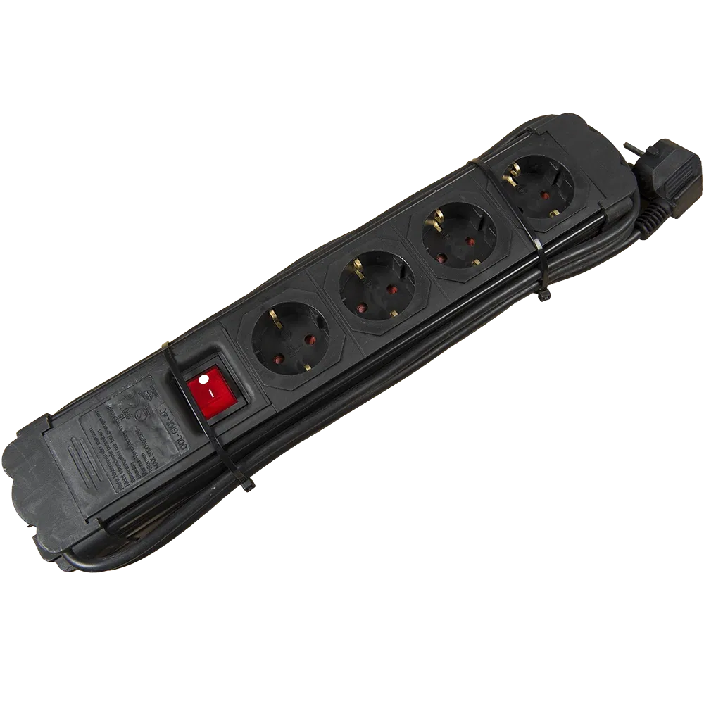 Prelungitor 4prize, cu intrerupator, 16A, 250V, negru