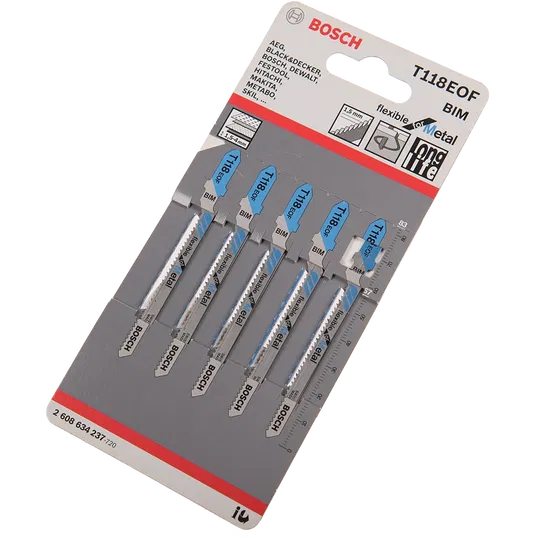 Set cinci panze pentru ferastrau vertical pentru metal, Bosch T118EOF, 83 mm, 1,5 mm