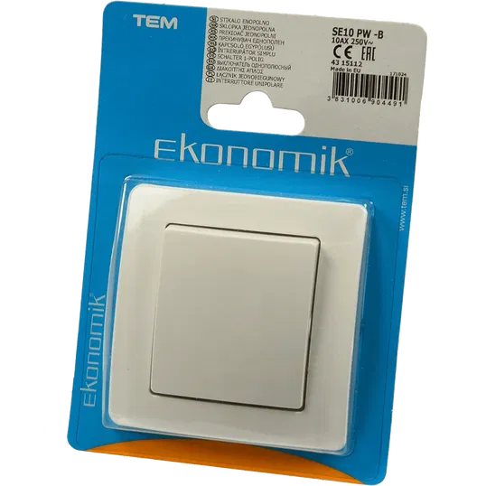 Intrerupator electric monopolar Ekonomik, 1 clapeta, alb