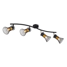 Plafoniera spot Purra, 4 x E14, 40W, negru + auriu