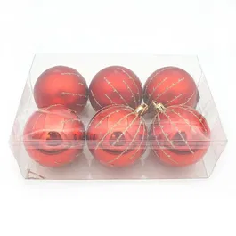 Set globuri decorative de Craciun, plastic, rosu, 70 mm, 6 bucati