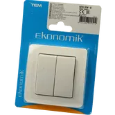 Intrerupator electric monopolar Ekonomik, alb, 2 clapete
