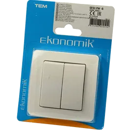 Intrerupator electric monopolar Ekonomik, alb, 2 clapete
