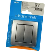 Intrerupator electric monopolar Ekonomik, 2 clapete, argintiu