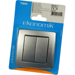 Intrerupator electric monopolar Ekonomik, 2 clapete, argintiu
