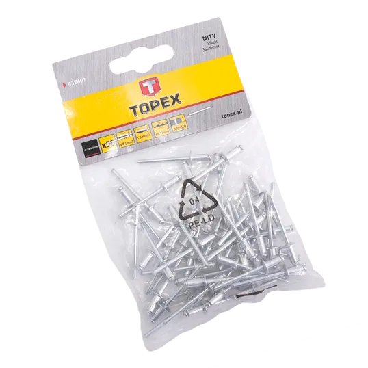 Nituri pop, aluminiu, Topex, 4 x 8 mm, 50 bucati