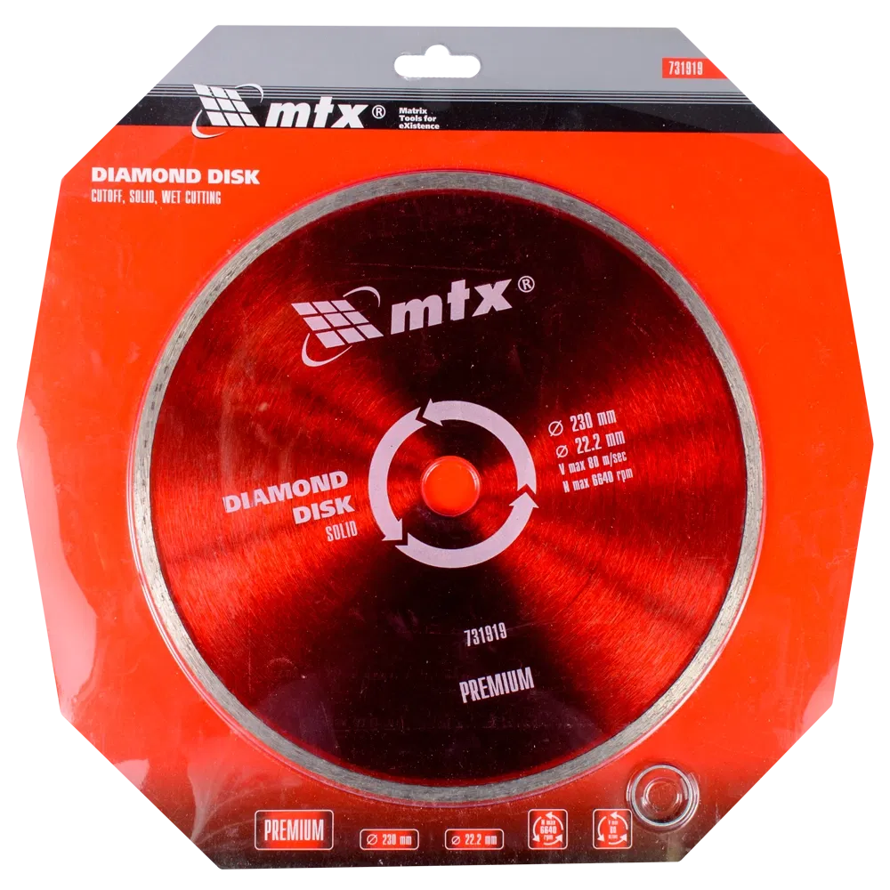 Disc diamantat pentru taiere umeda MTX PREMIUM, 230 x 22,2 mm